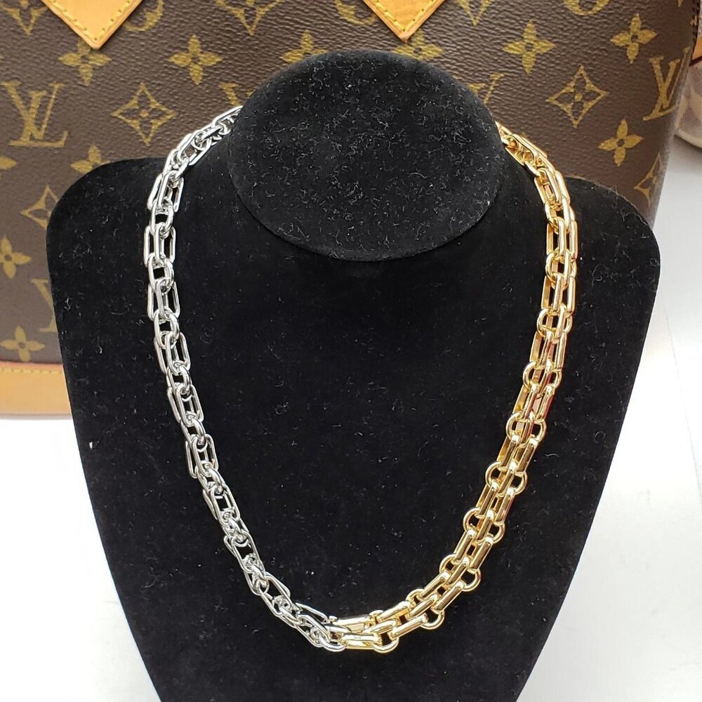 2 Tone Gold and Silver Plated Stainless Steel Luxury High Quality Necklace